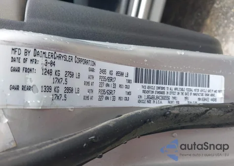 2004 Jeep Grand Cherokee Overland from USA, damaged, VIN 1J8GW68J84C366556